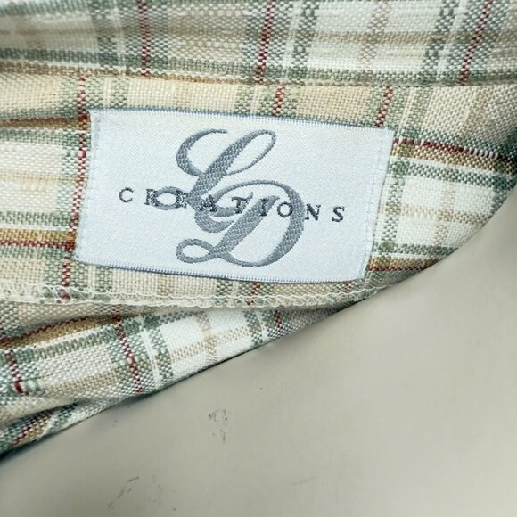 VINTAGE Plaid Belted Academia Canada Beige Red Brown Sage Light Blazer M - Picture 6 of 8